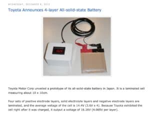 Toyota's Failure with solid state batteries - 2010