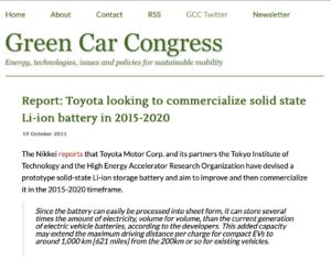 Toyota's Failure with solid state batteries - 2011