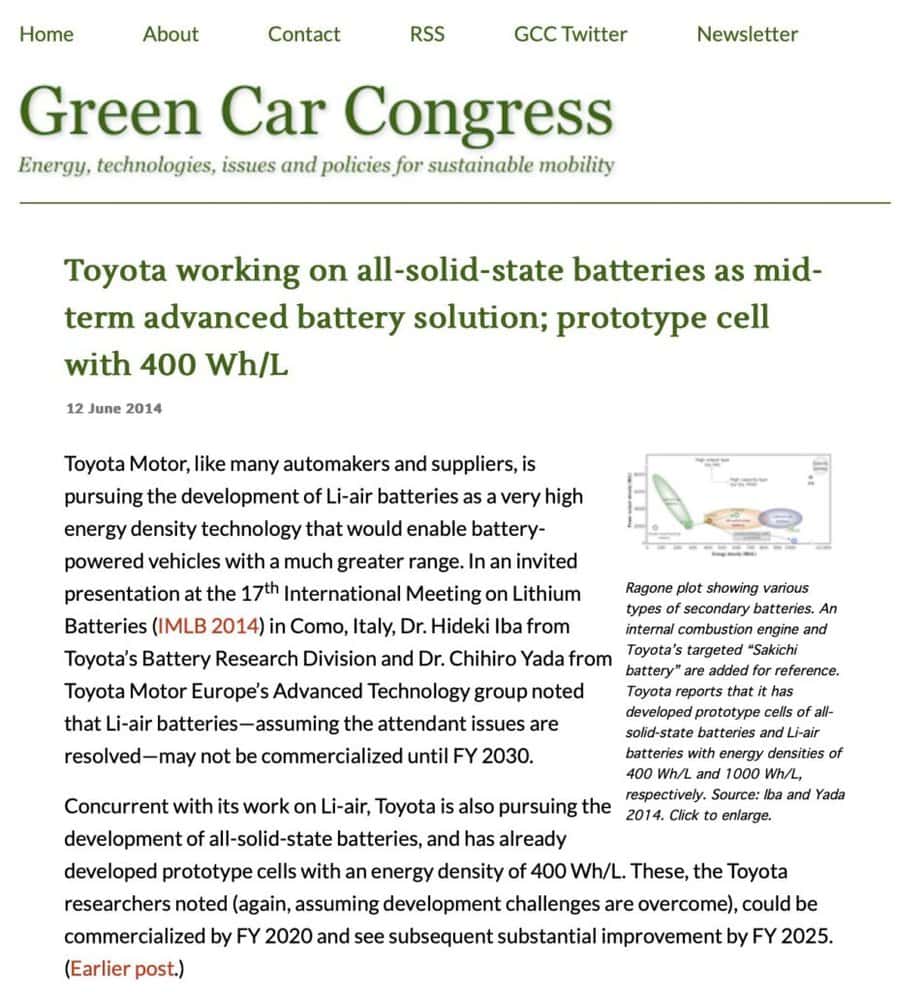 Toyota's Failure with solid state batteries - 2014