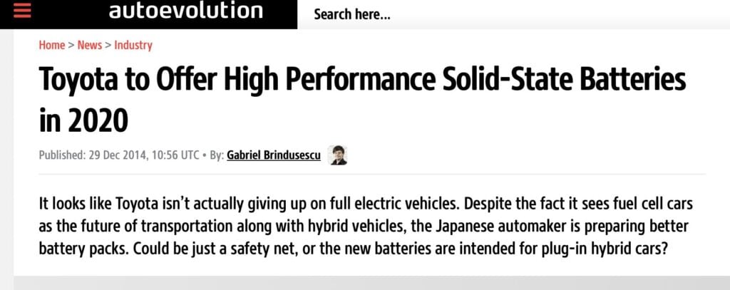 Toyota's Failure with solid state batteries - 2014