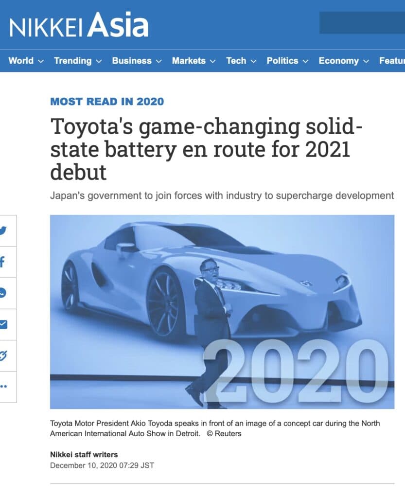 Toyota's Failure with solid state batteries - 2021