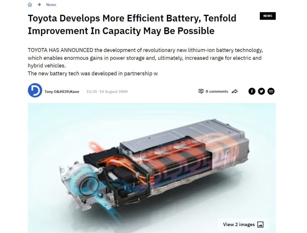 Toyota's Failure with solid state batteries - 2009