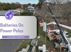 Batteries on power poles for grid stabilization